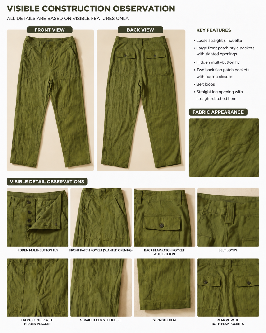 Olive Field Trouser - Technique Board