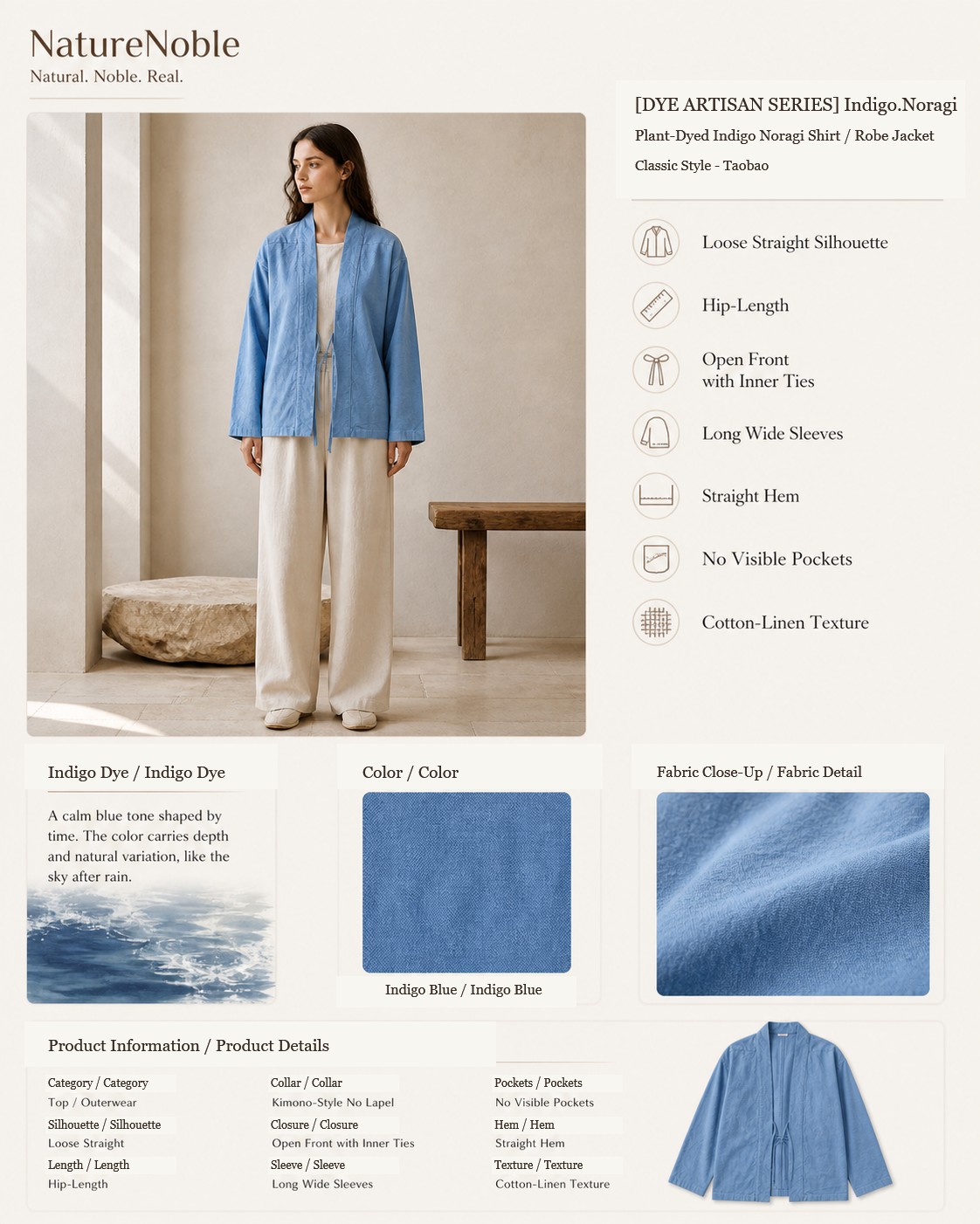 Indigo Noragi - Product Info Sheet