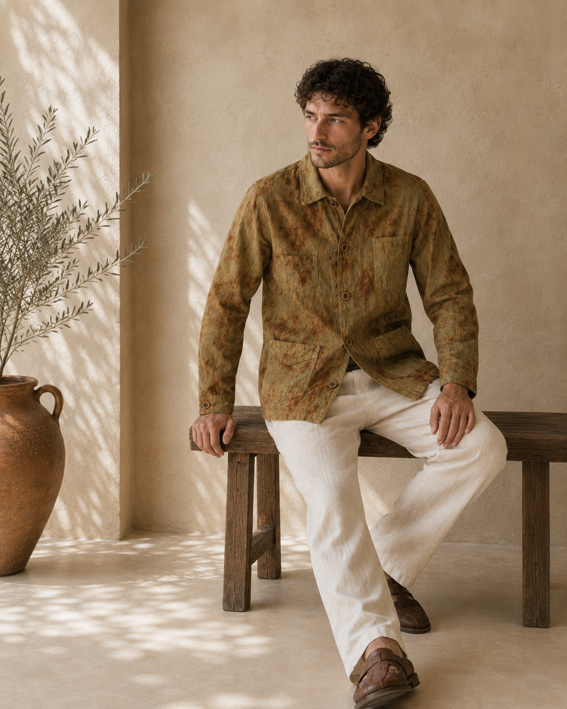 Men's Rust-Dyed Utility Jacket - Flat Lay