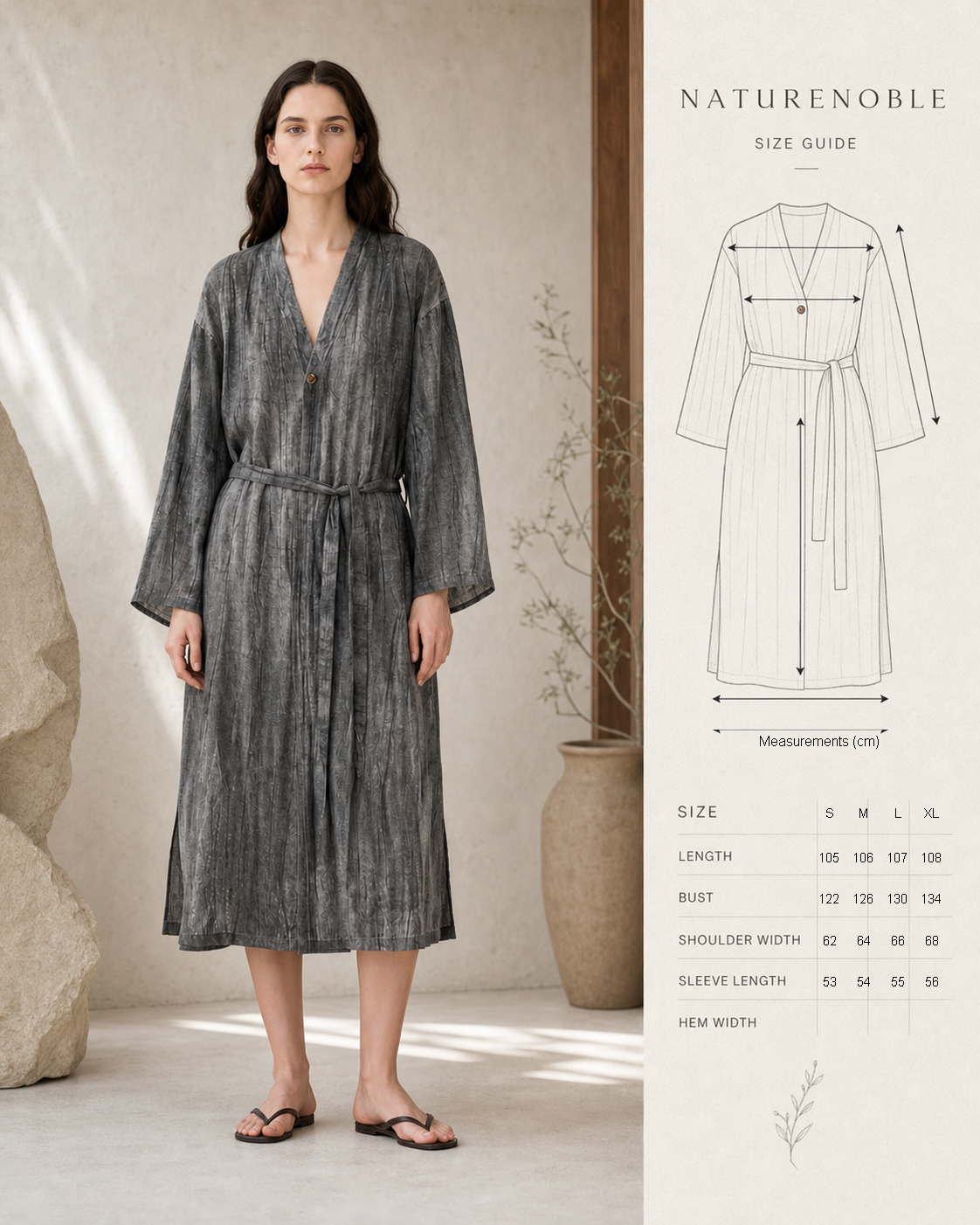 Mud Robe Coat - Size Guide