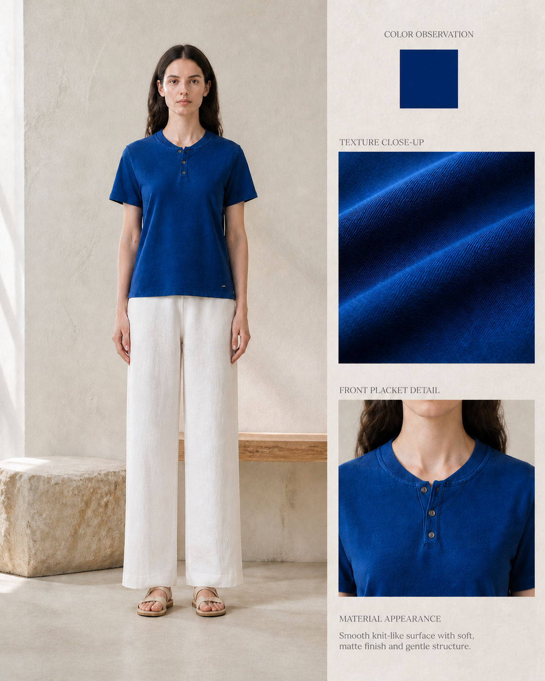 Indigo Henley Tee - Color & Texture Board
