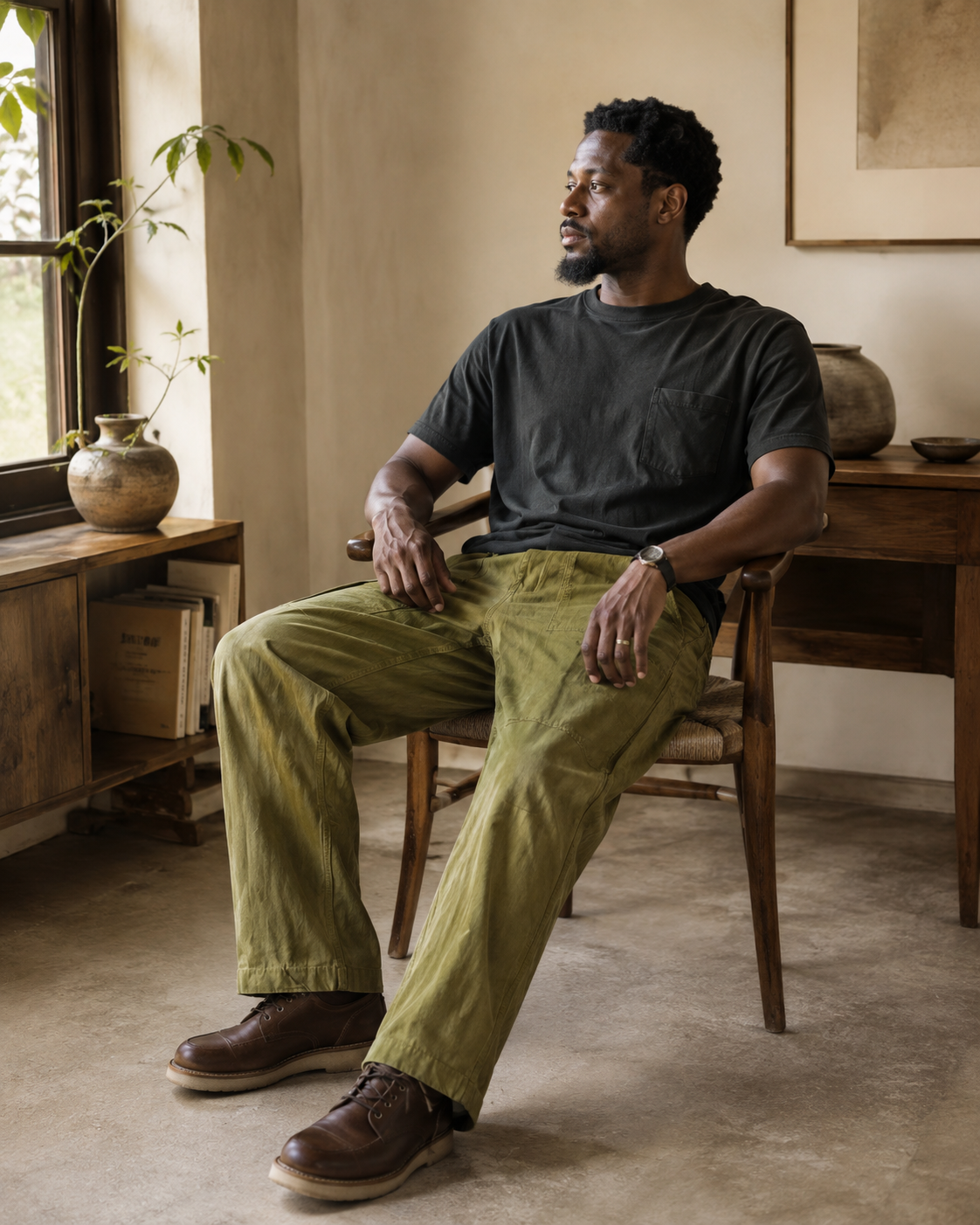 Olive Field Trouser - Lifestyle Seated