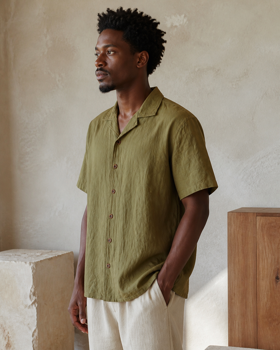 Cuban Collar Shirt Color 02 - Side