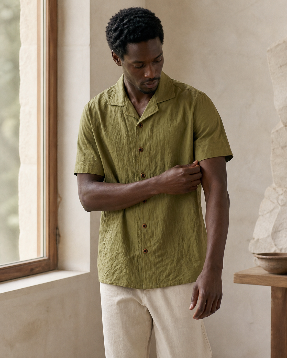 Cuban Collar Shirt Color 02 - Lifestyle Window