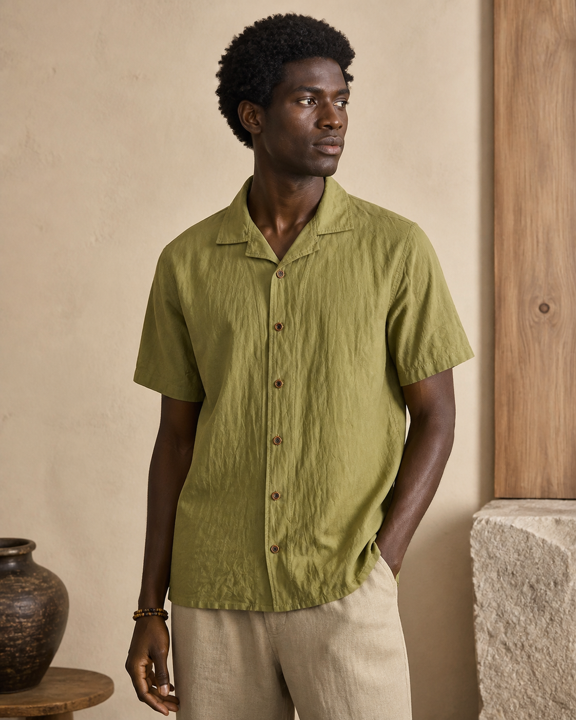 Cuban Collar Shirt Color 02 - Construction Detail