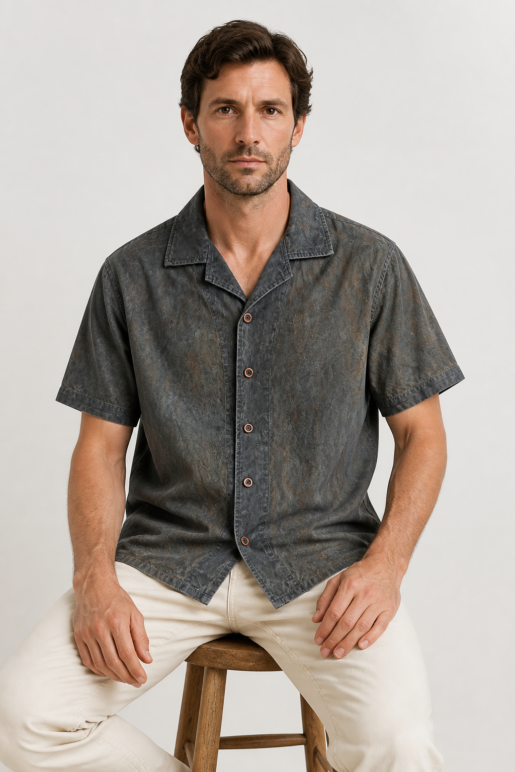 Persimmon Cuban Shirt Color 01 - Lifestyle Seated
