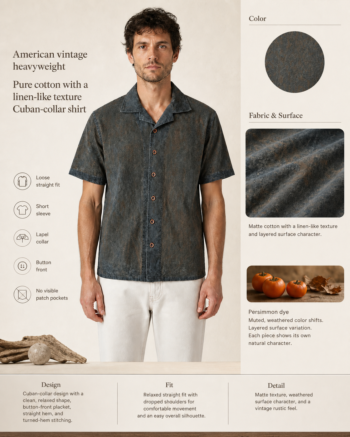 Persimmon Cuban Shirt - Technique Board