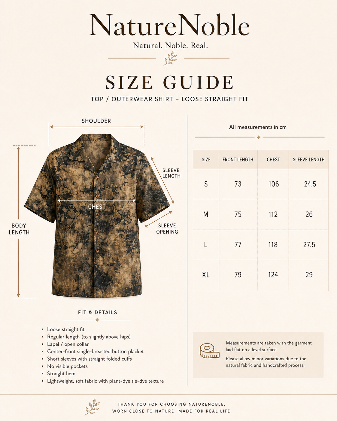 Gall Nut Cuban - Size Guide