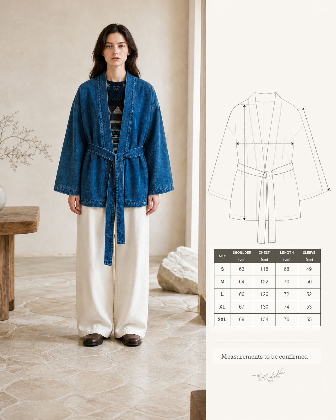 Indigo Denim Kendo Robe - Size Guide