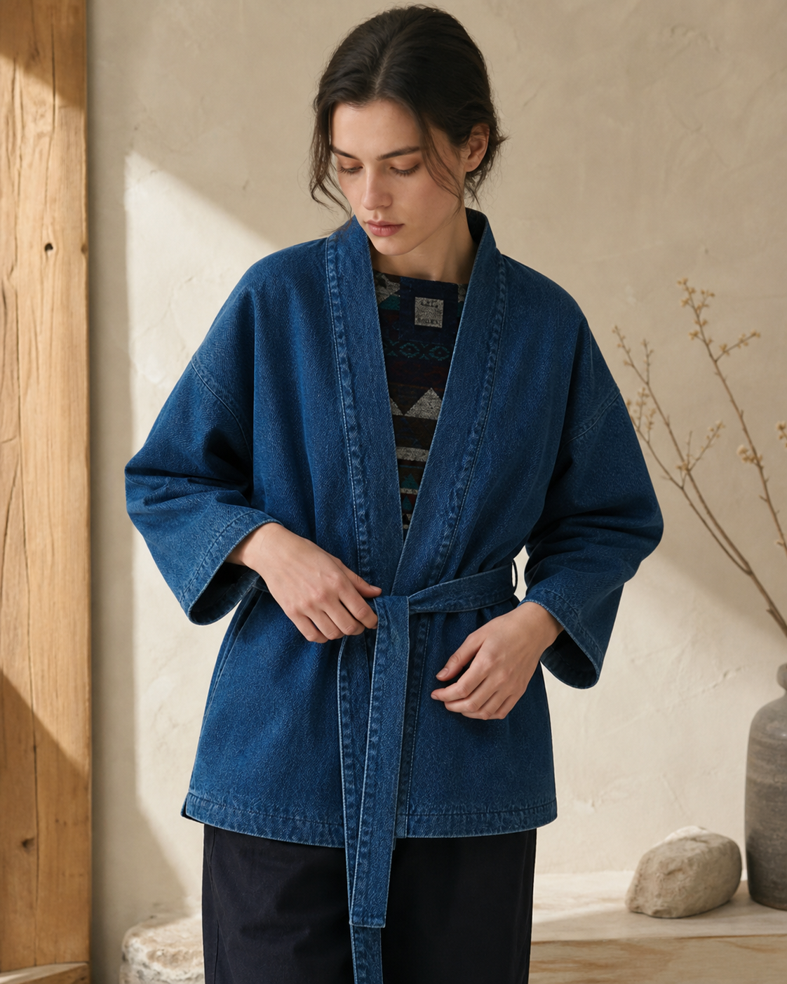 Indigo Denim Kendo Robe - Construction Detail