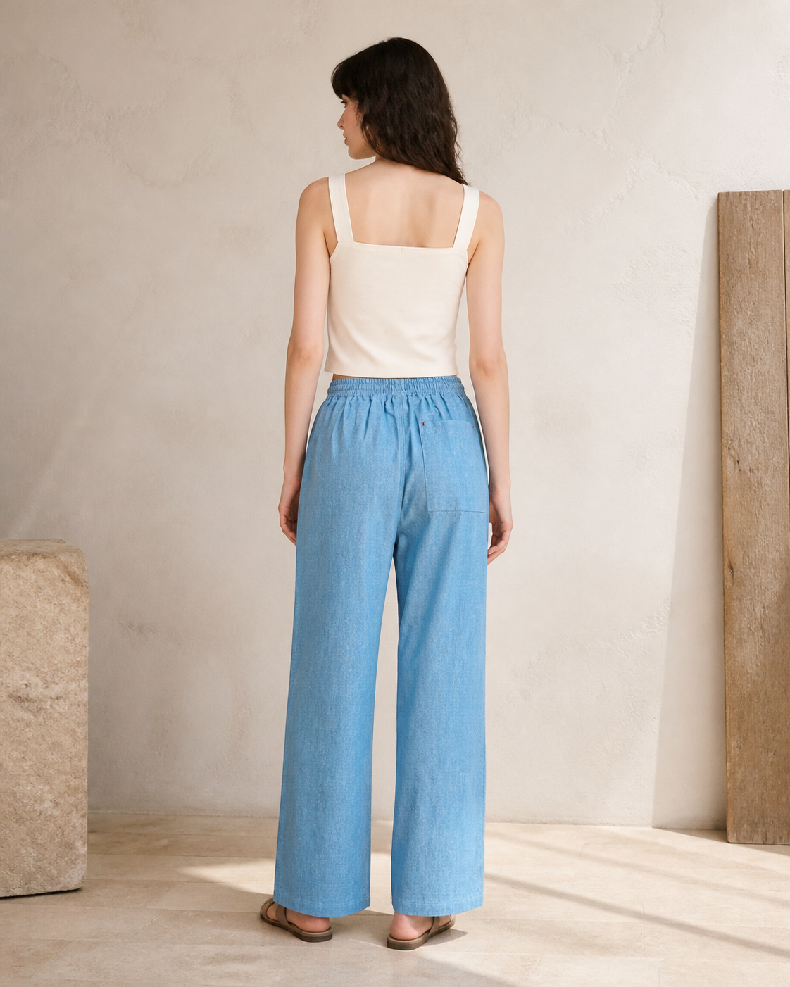 Indigo Wide-Leg Trousers - Back View