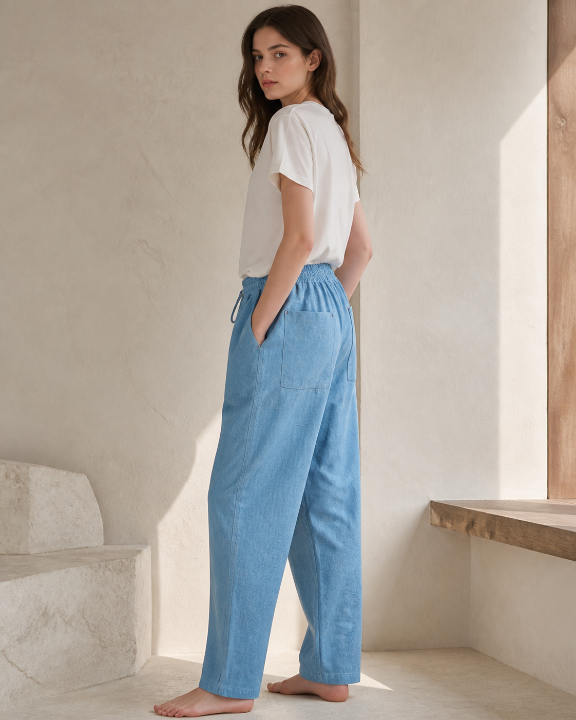 Indigo Wide-Leg Trousers - Construction Detail