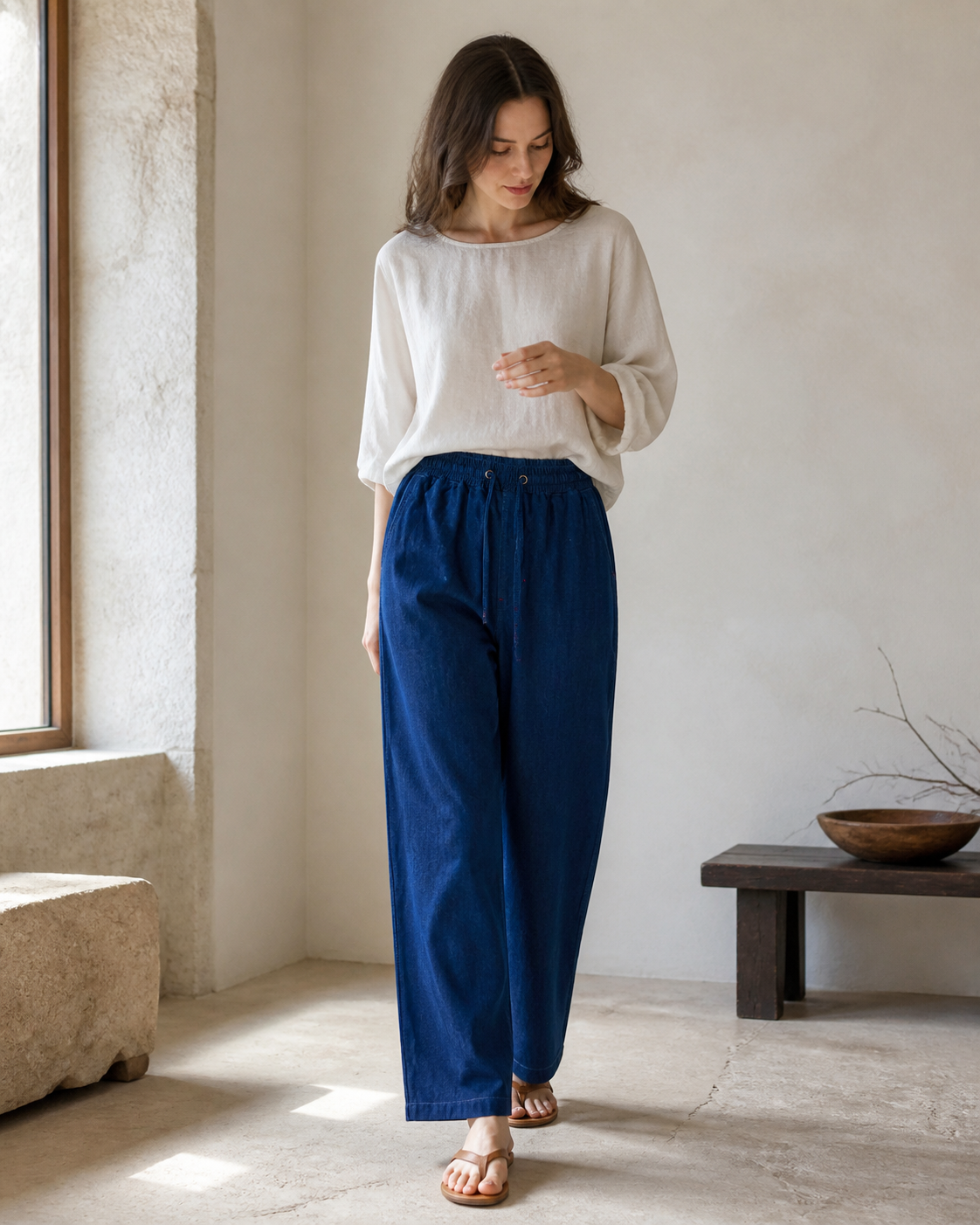 Indigo Wide-Leg Trousers - Color 02 Lifestyle Window