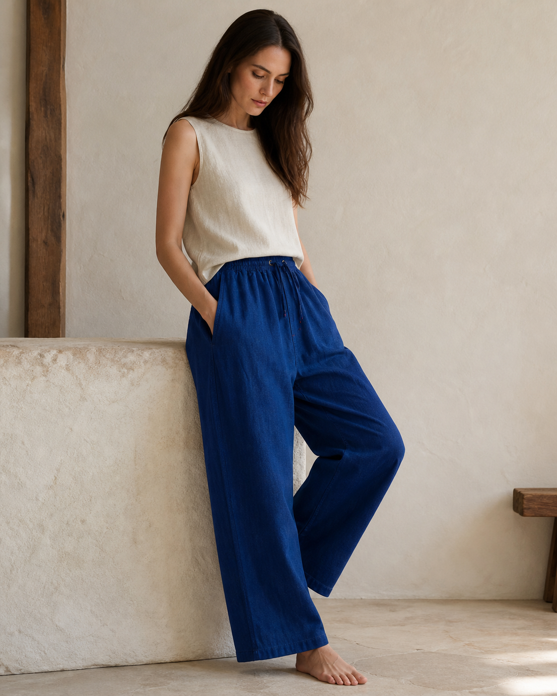 Indigo Wide-Leg Trousers - Color 02 Construction Detail