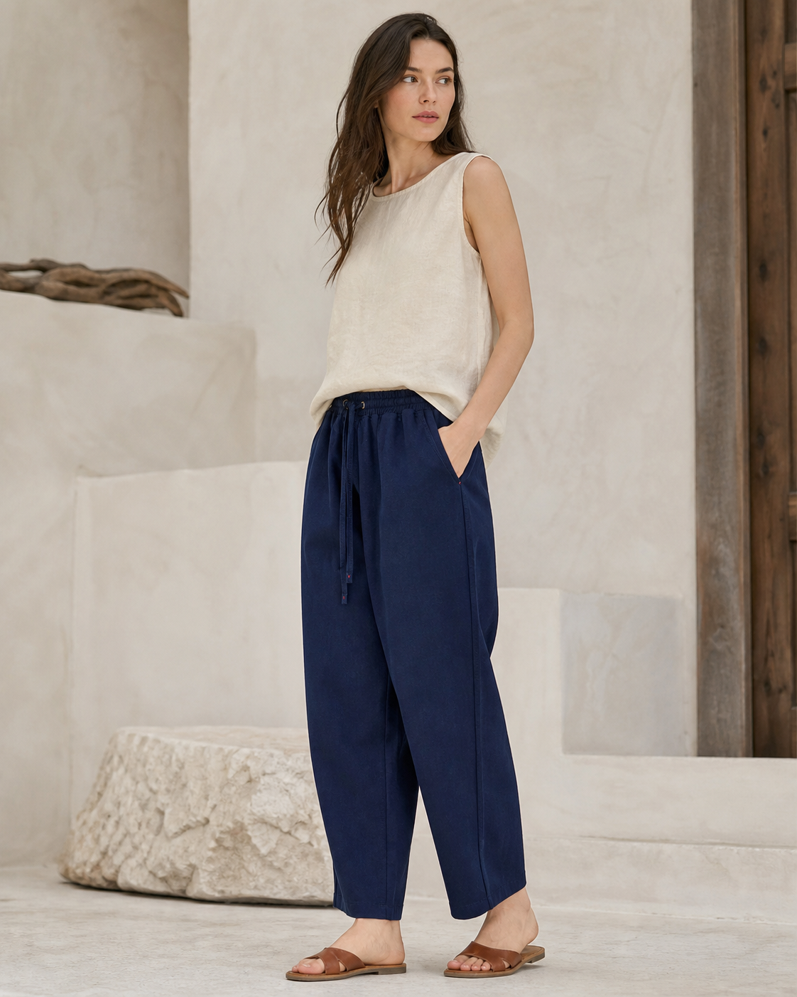 Indigo Wide-Leg Trousers - Color 03 Side View