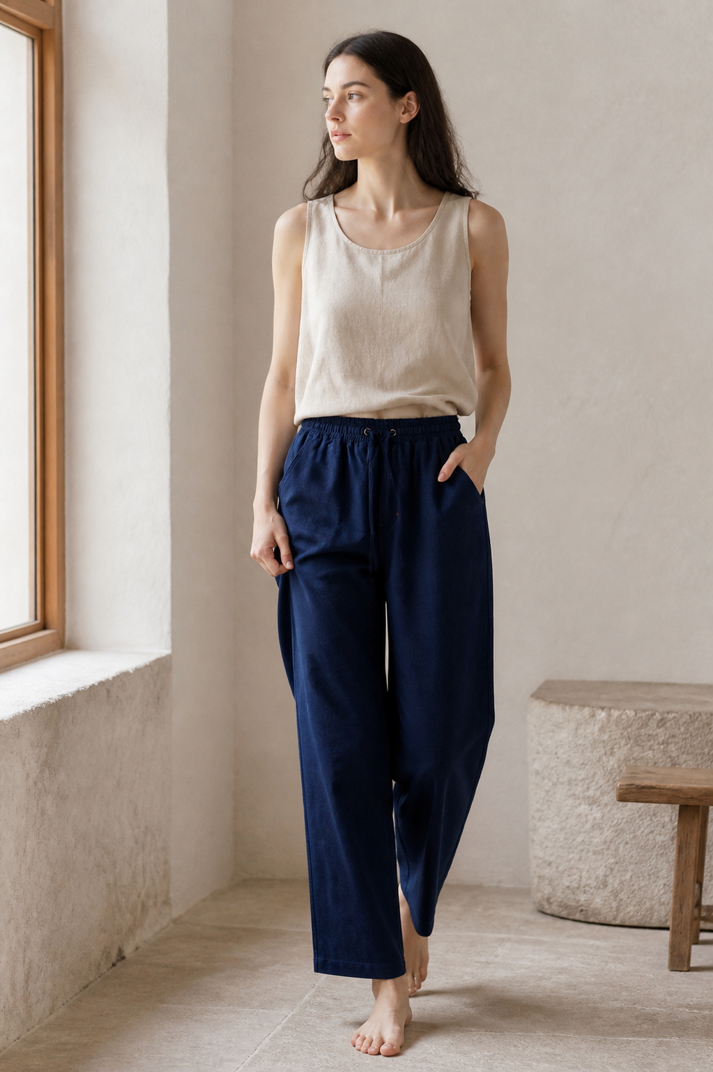 Indigo Wide-Leg Trousers - Color 03 Lifestyle Window