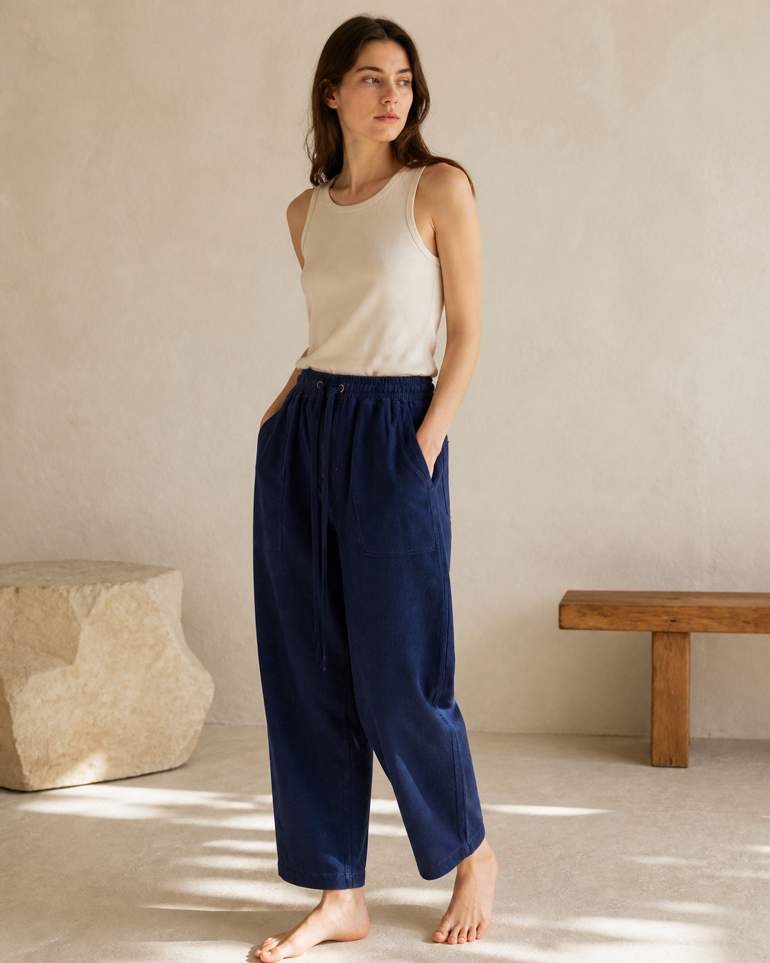 Indigo Wide-Leg Trousers - Color 03 Construction Detail