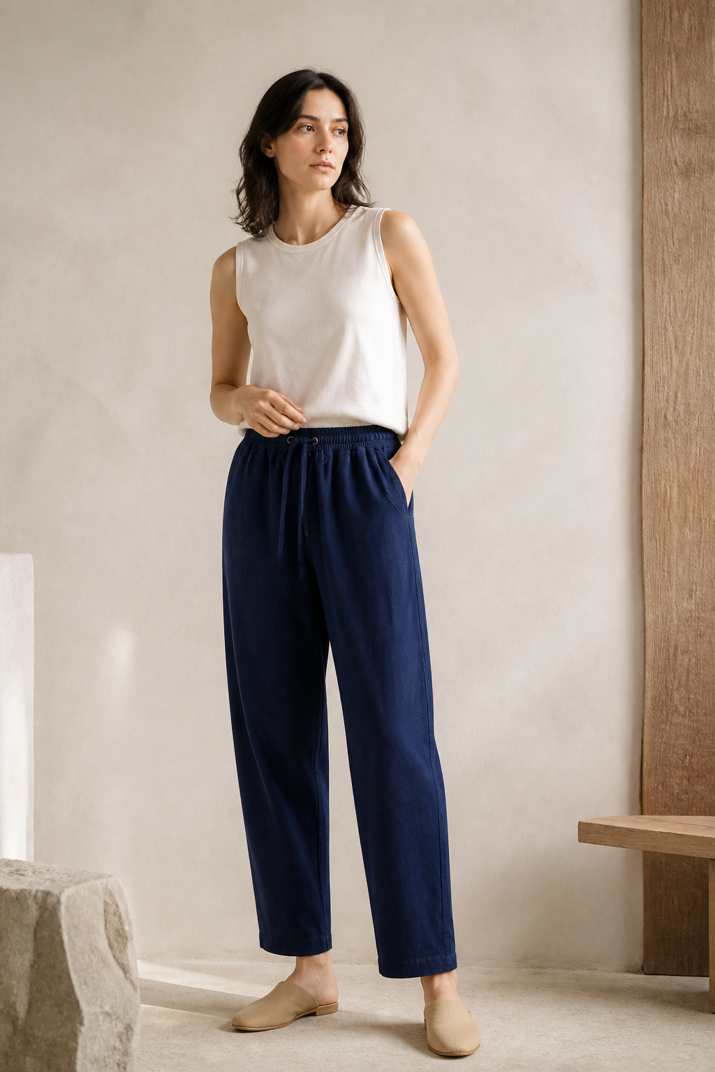 Indigo Wide-Leg Trousers - Color 03 Brand Story