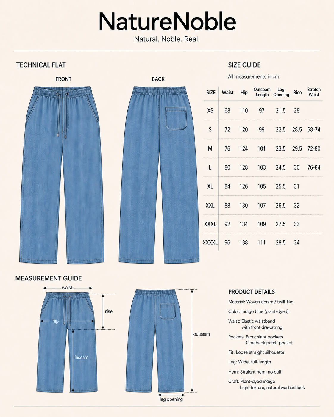 Indigo Wide-Leg Trousers - Size Guide