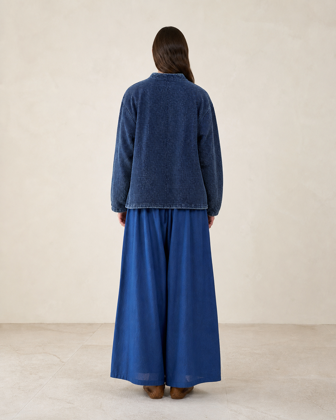 Indigo Frog-Button Jacket - Back View