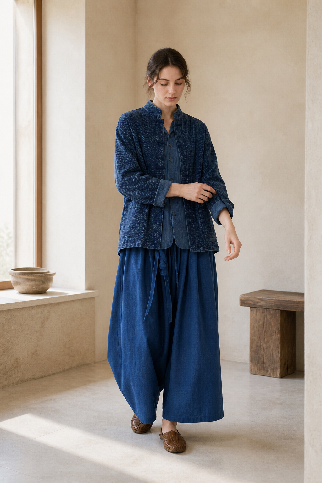 Indigo Frog-Button Jacket - Lifestyle Window