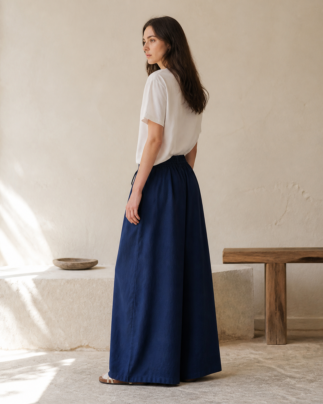 Indigo Flow Pant - Side View Standing
