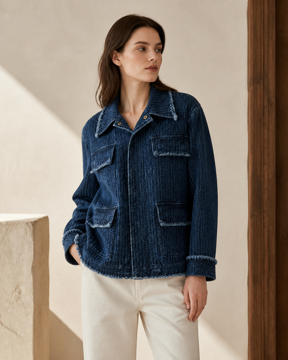 Indigo Field Jacket - Side Lifestyle Detail
