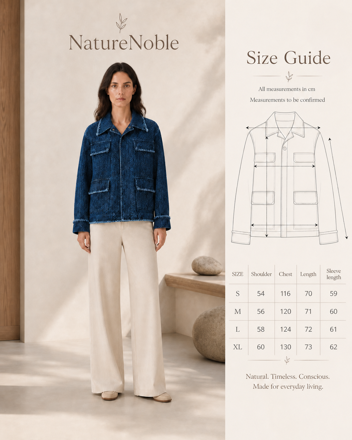 Indigo Field Jacket - Size Guide
