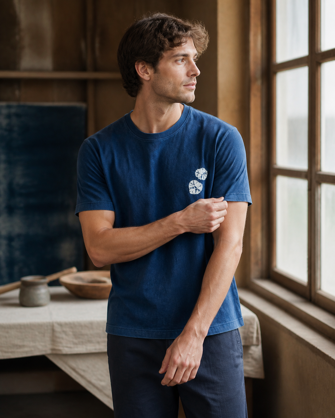 Indigo Circle Tee Color 01 - Lifestyle Window