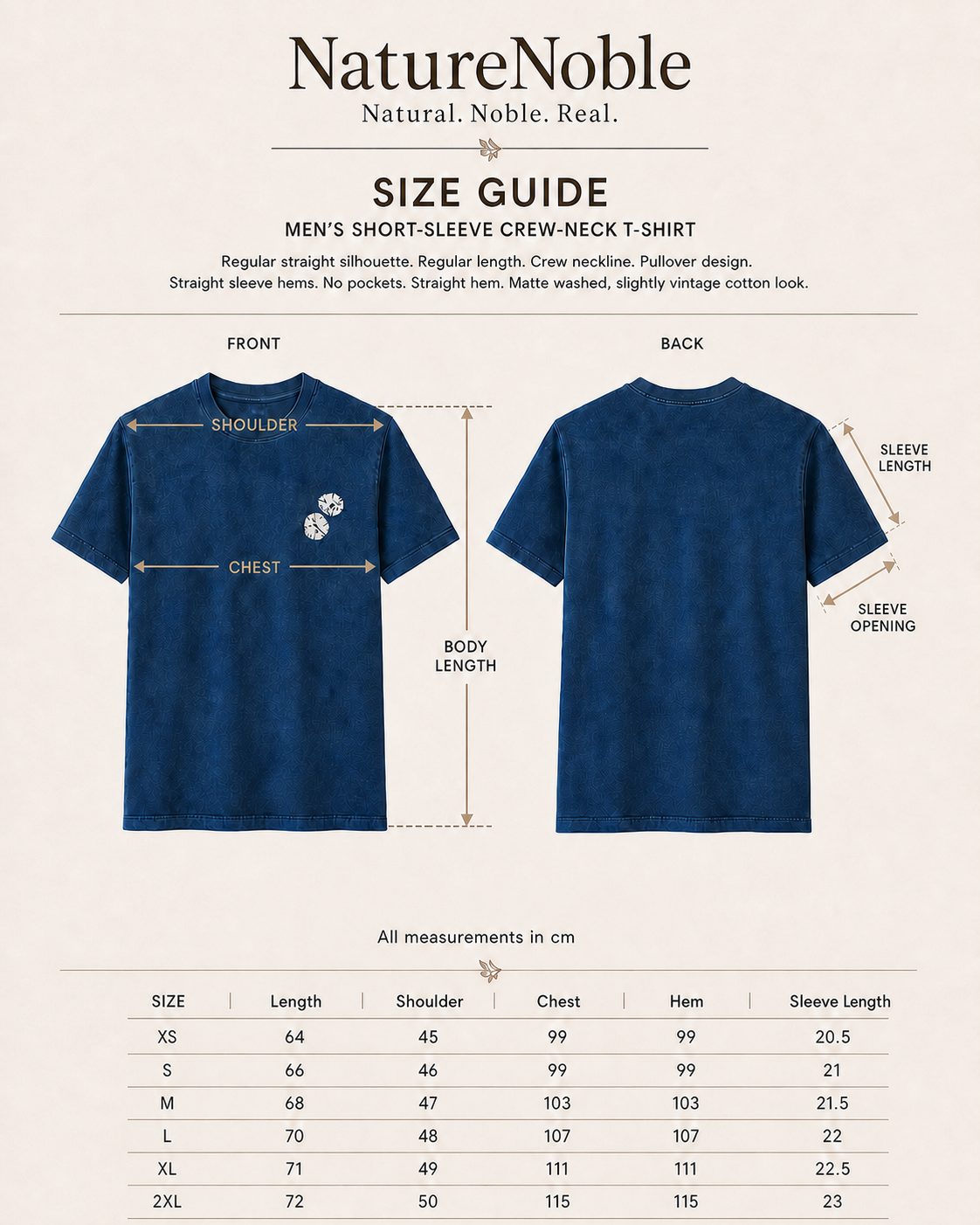 Indigo Circle Tee - Size Guide