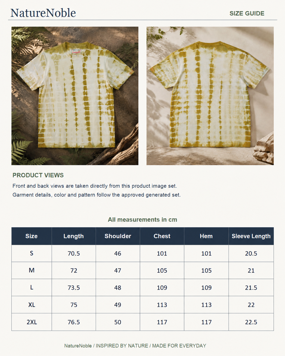 Onion Stripe Tee - Size Guide