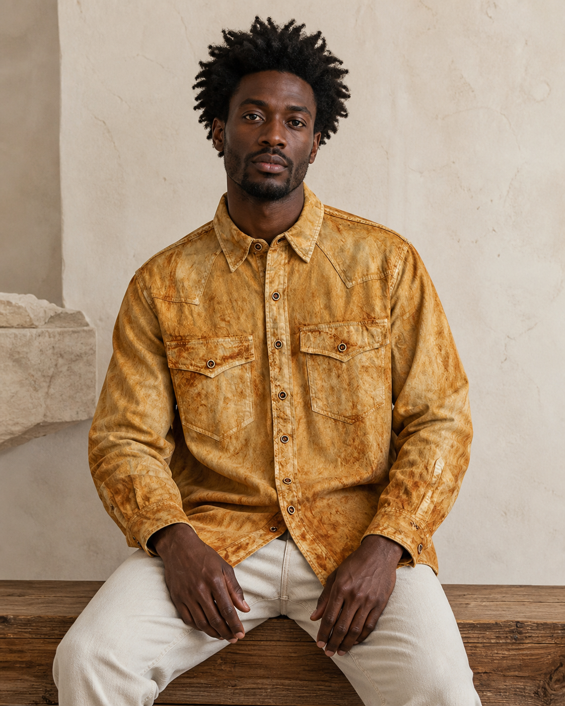Rust Western Shirt - Lifestyle Seated