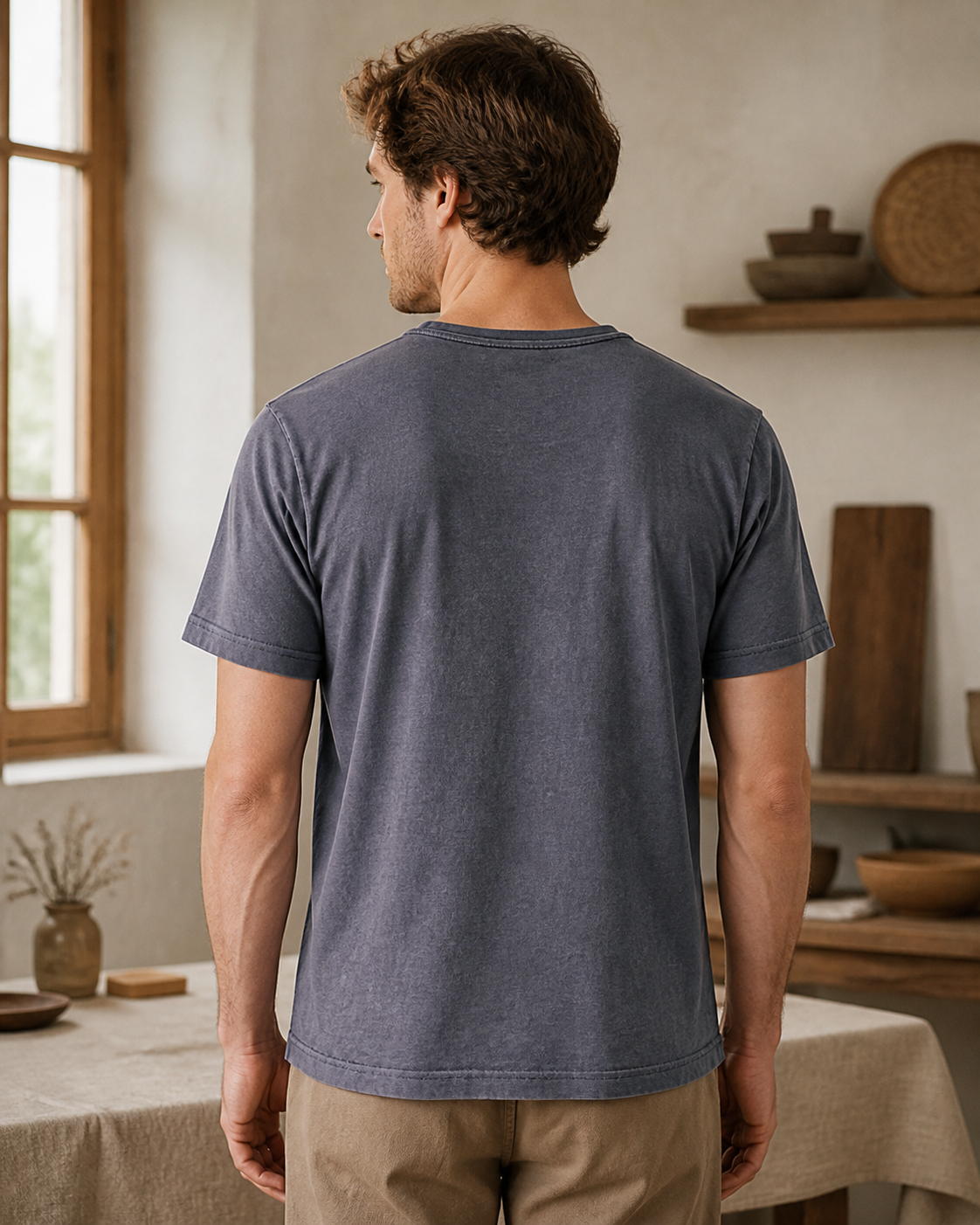 Henley Tee Charcoal Blue - Back