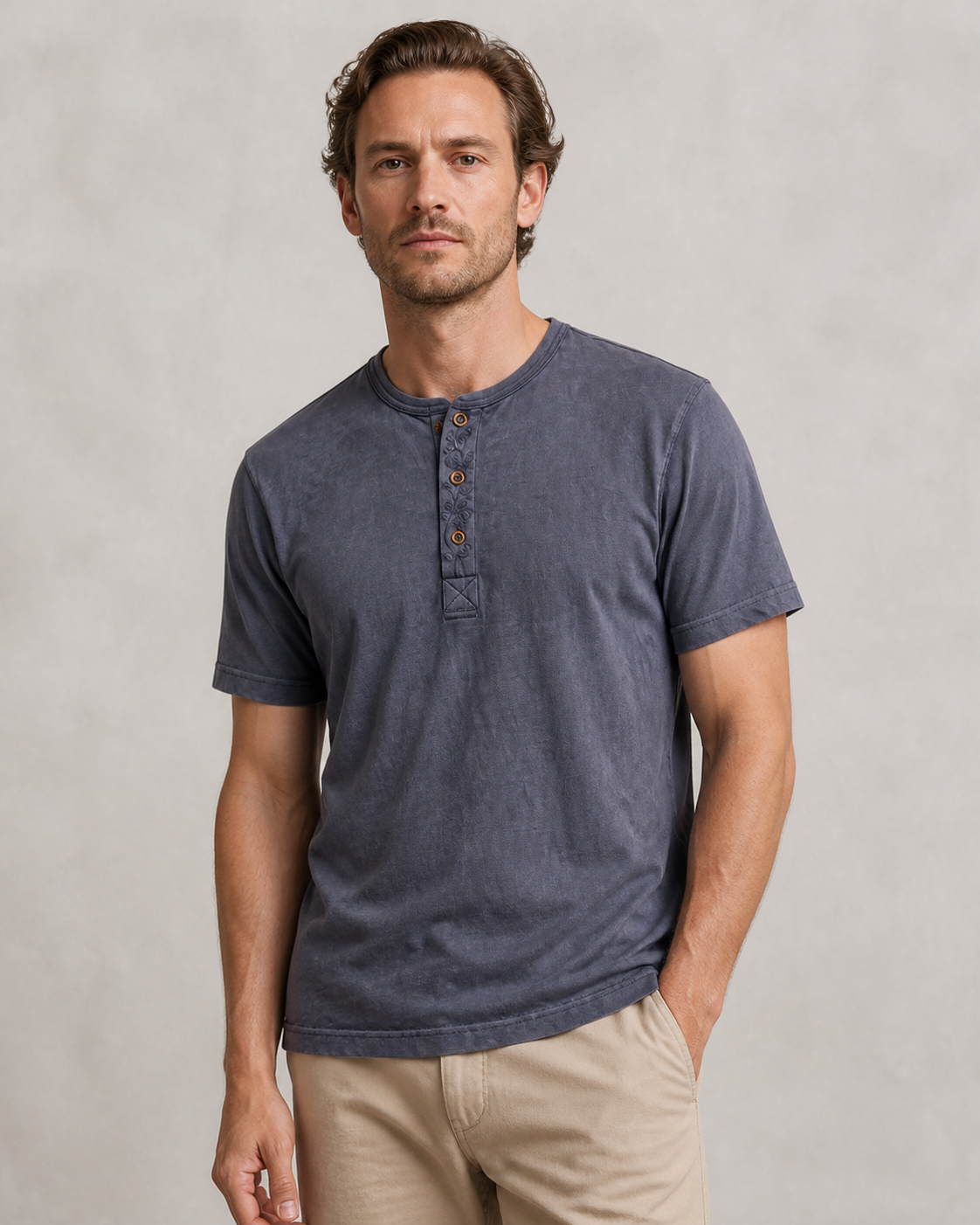 Henley Tee Charcoal Blue - Brand Story