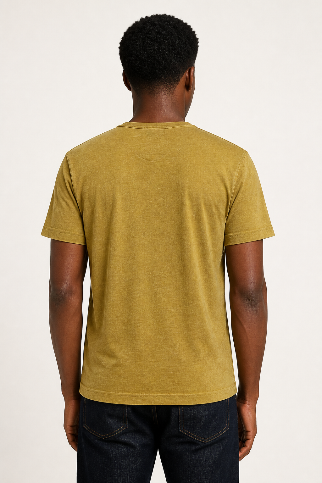 Henley Tee Mustard Olive - Back