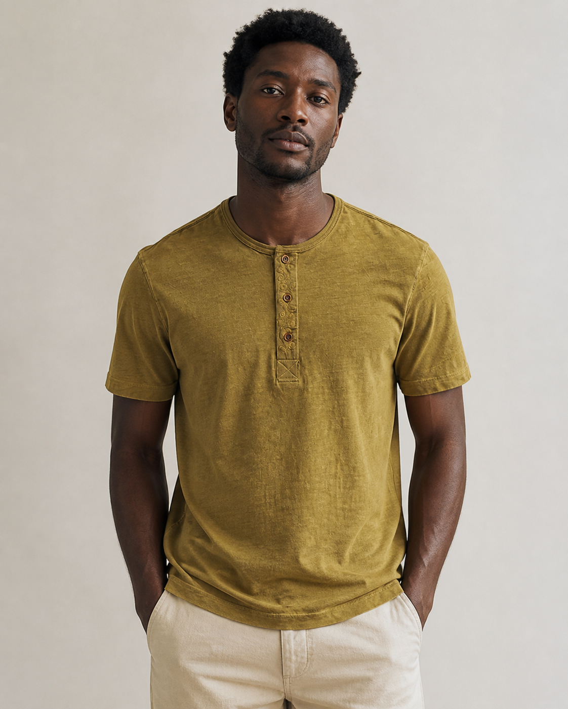 Henley Tee Mustard Olive - Brand Story