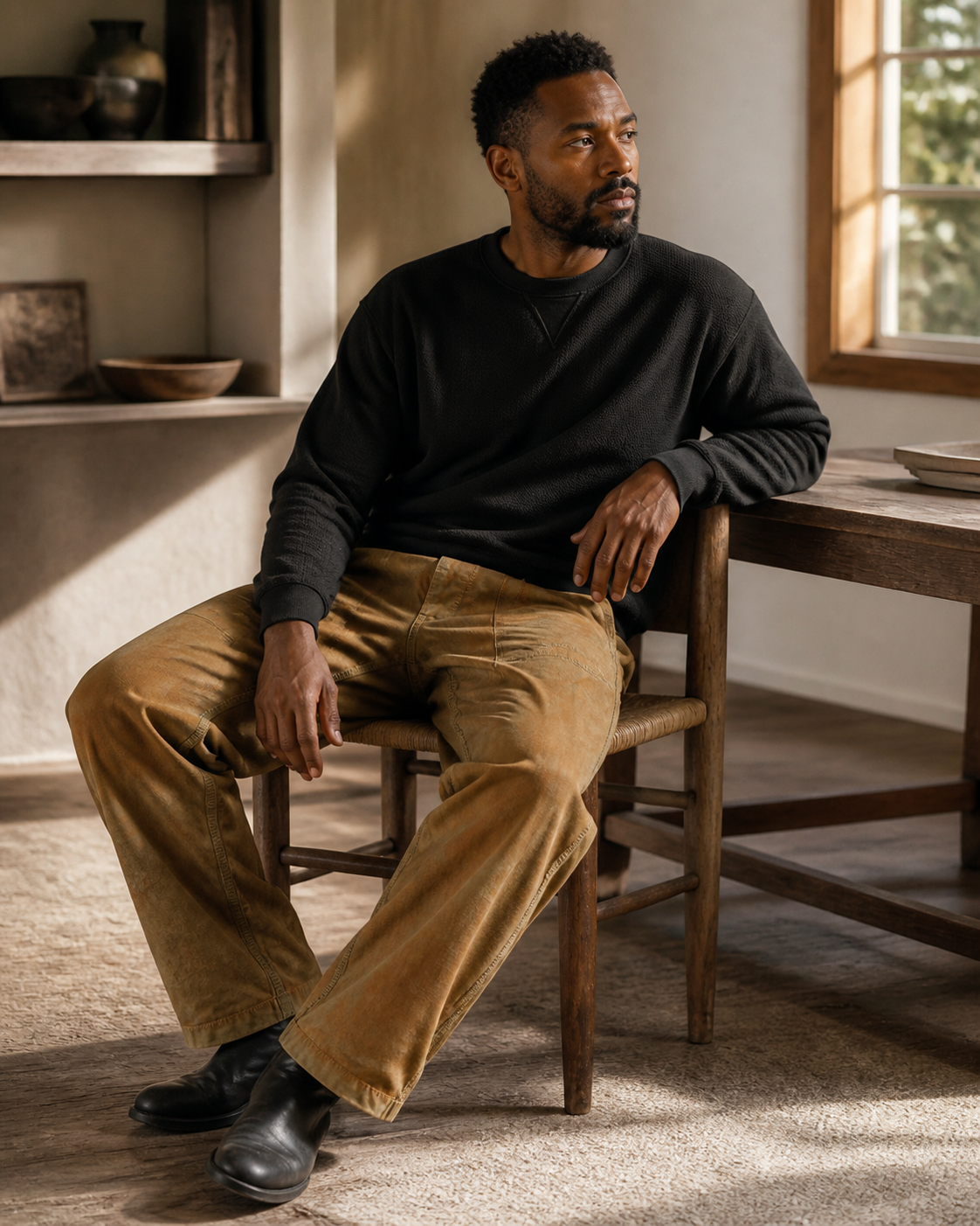 Mud Line Work Pants - Lifestyle Seated (Color 01)