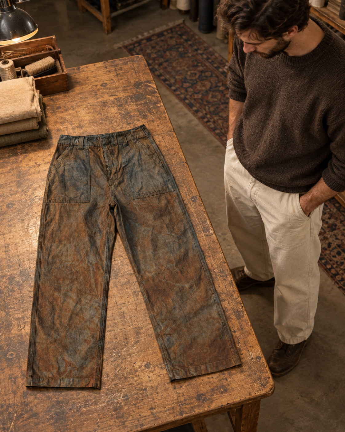 Mud Line Work Pants - Lifestyle 01 (Color 02 Deep Olive)