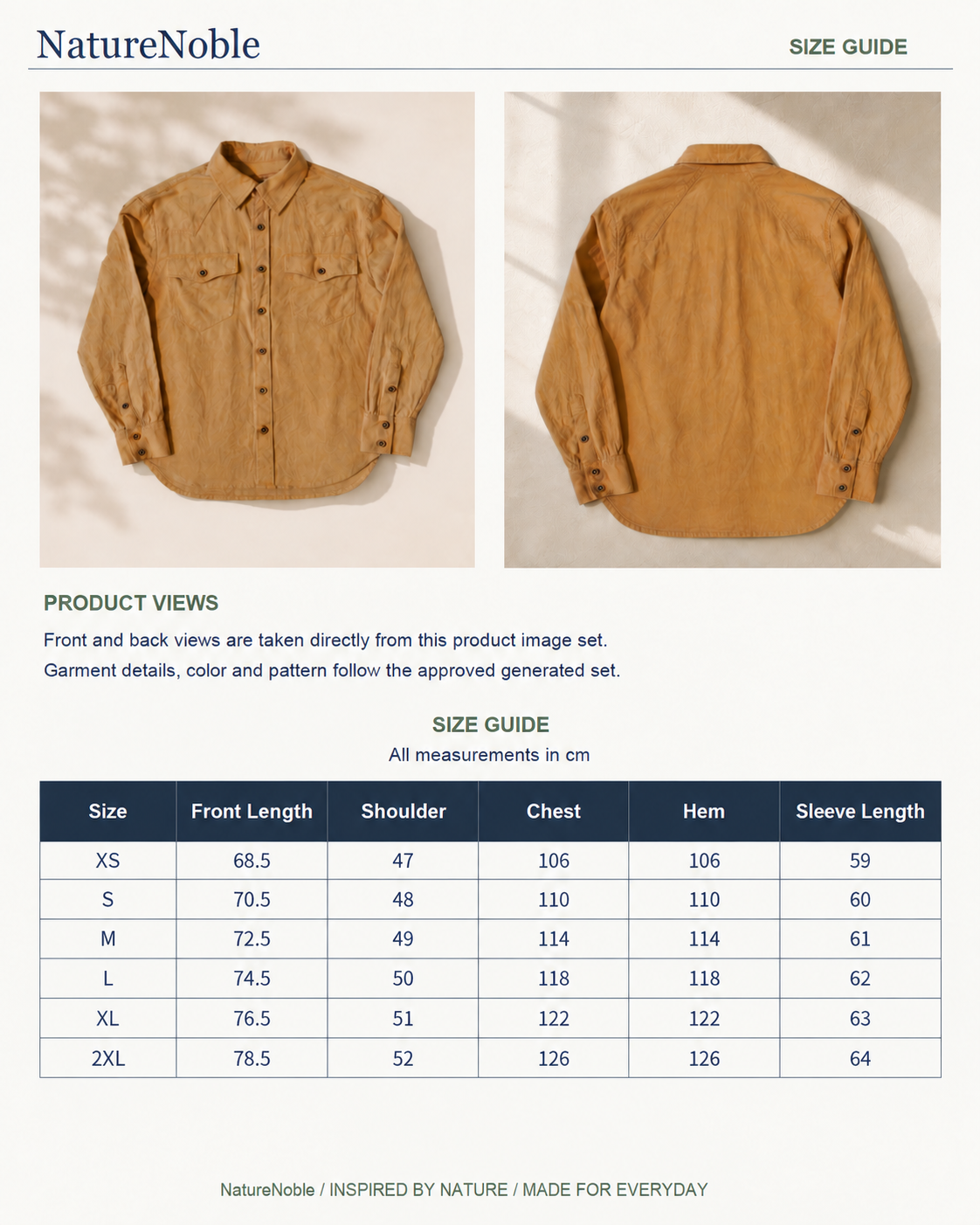 Prairie Dusk Western Shirt - Size Guide